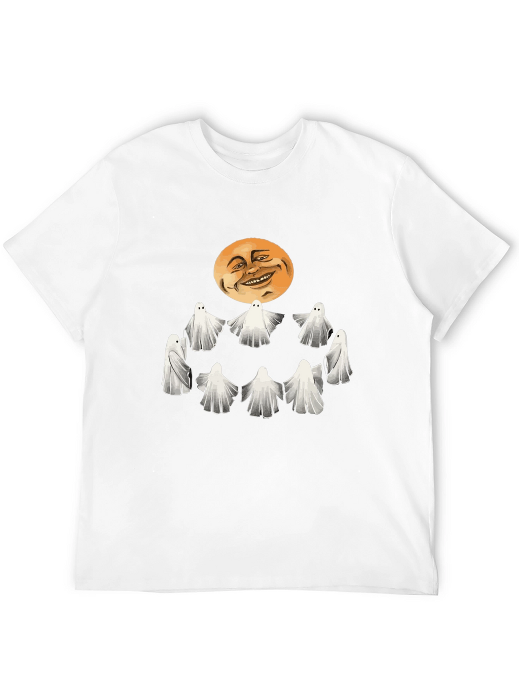 Spooky Ghosts and Moon Graphic Tee - Halloween Style
