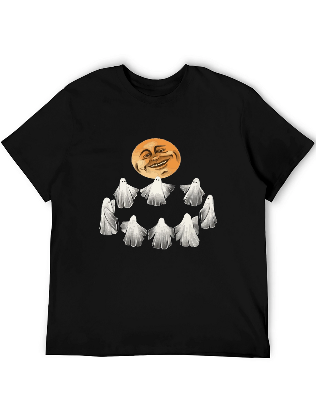 Spooky Ghosts and Moon Graphic Tee - Halloween Style