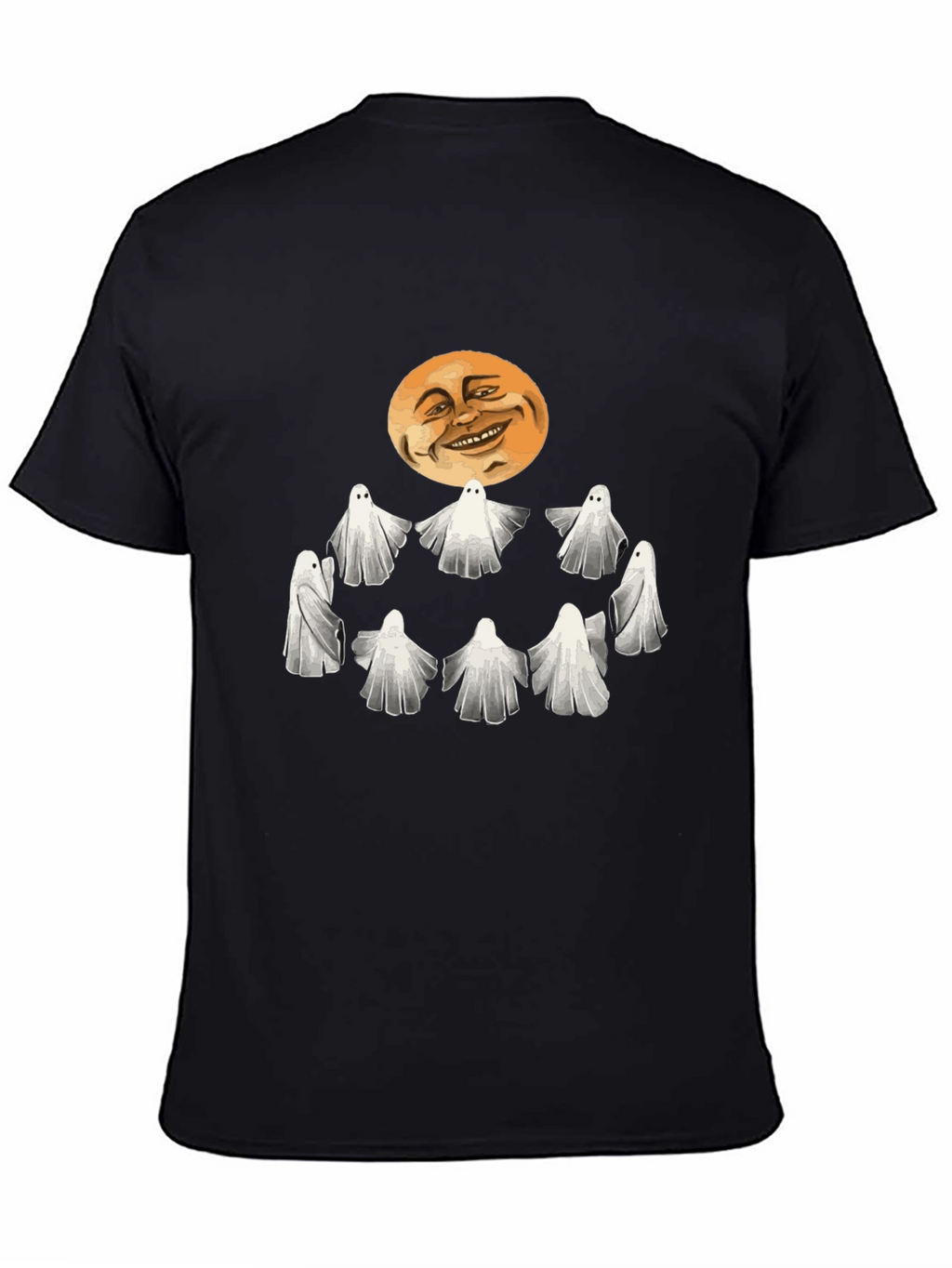 Spooky Ghosts and Moon Graphic Tee - Halloween Style