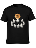 Spooky Ghosts and Moon Graphic Tee - Halloween Style