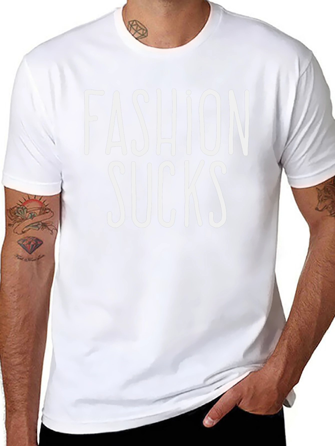 Fashion Sucks Black Crew Neck T-Shirt