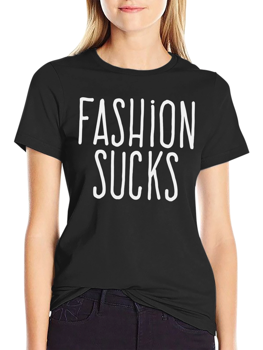 Fashion Sucks Black Crew Neck T-Shirt