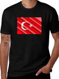 Turkey Flag Graphic Tee - Black Cotton T-Shirt