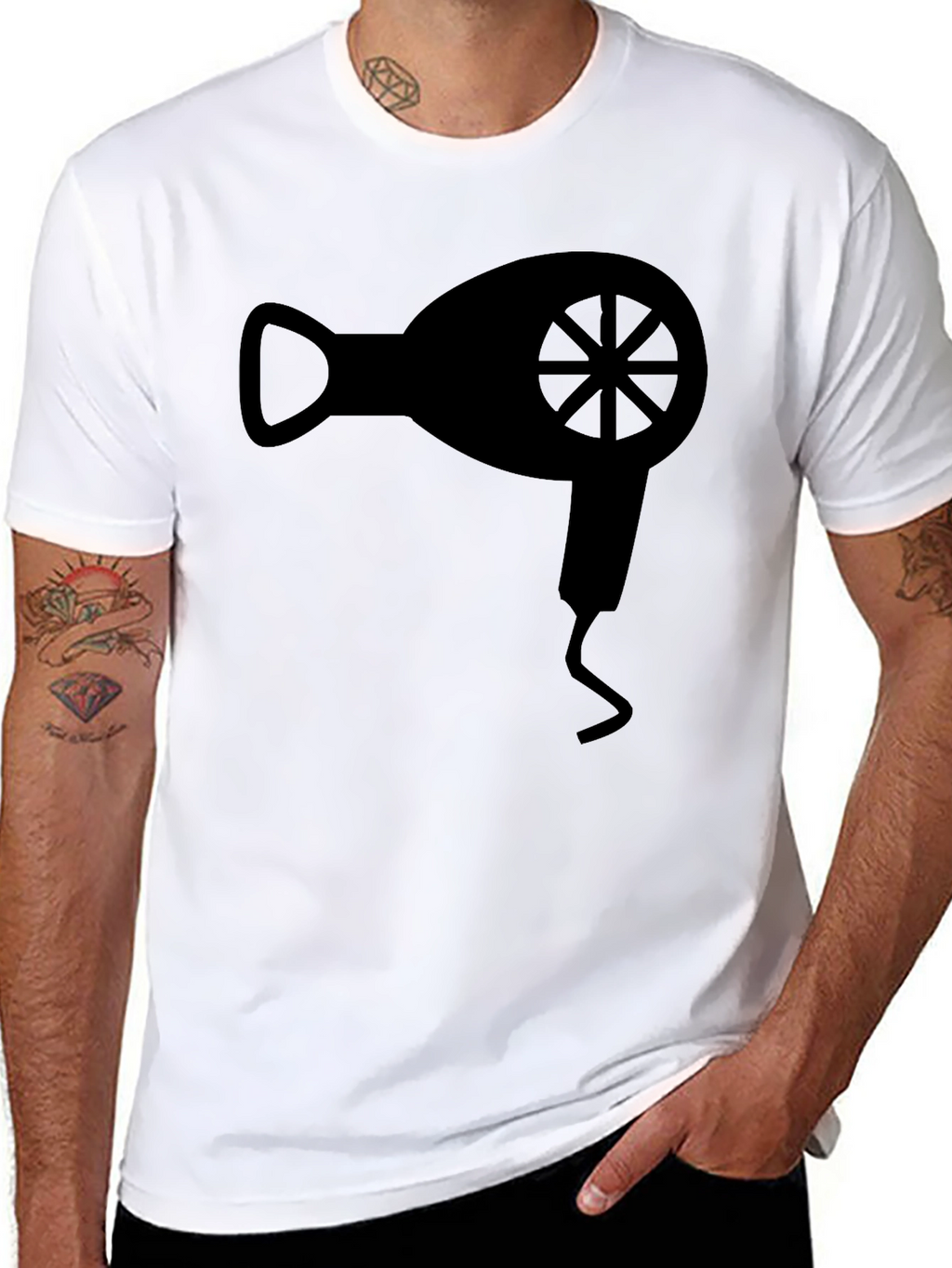 Hair Dryer Graphic Tee - Stylish Black Cotton T-Shirt