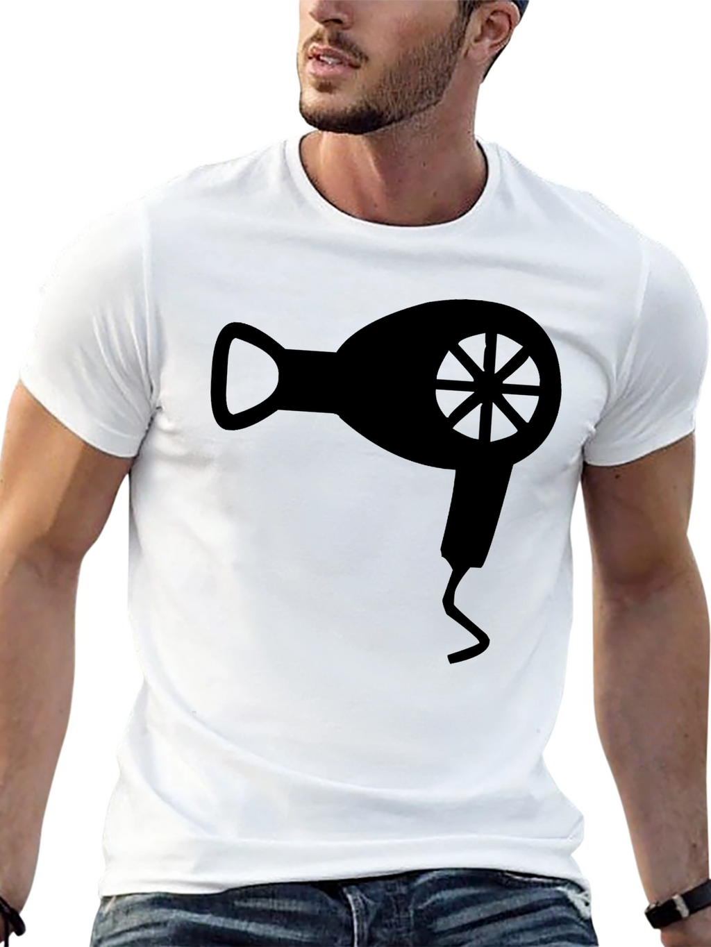 Hair Dryer Graphic Tee - Stylish Black Cotton T-Shirt