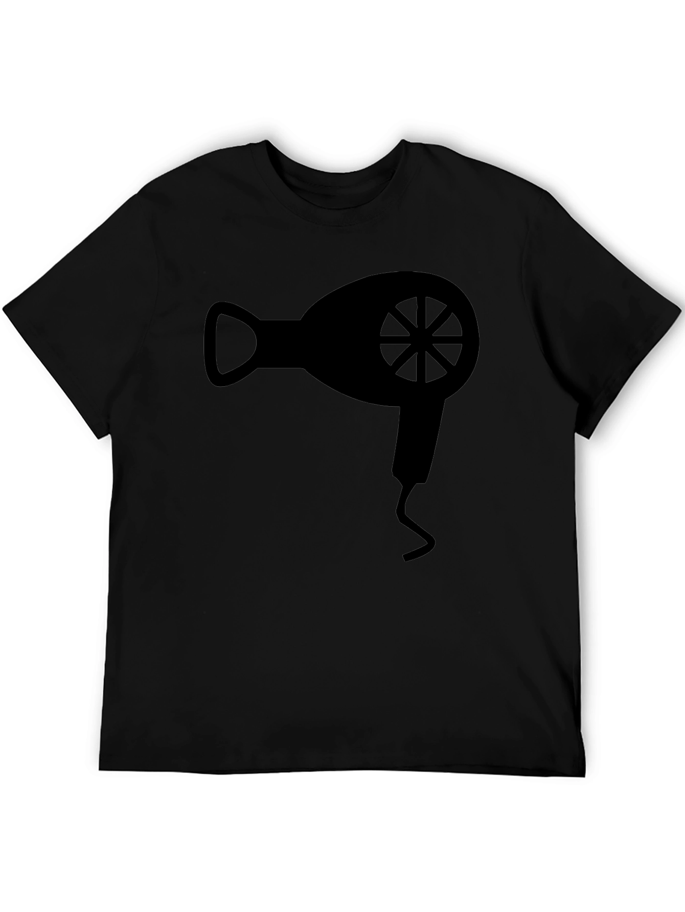 Hair Dryer Graphic Tee - Stylish Black Cotton T-Shirt