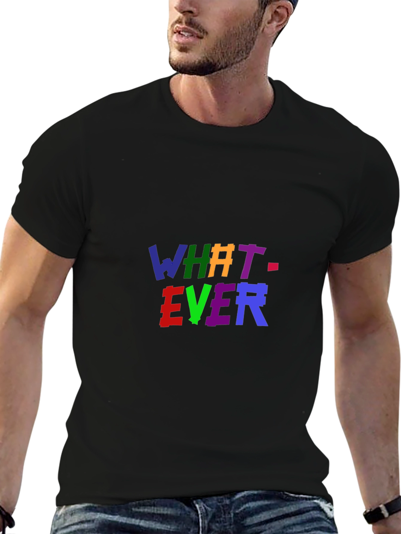 Colorful Whatever Graphic Black T-Shirt