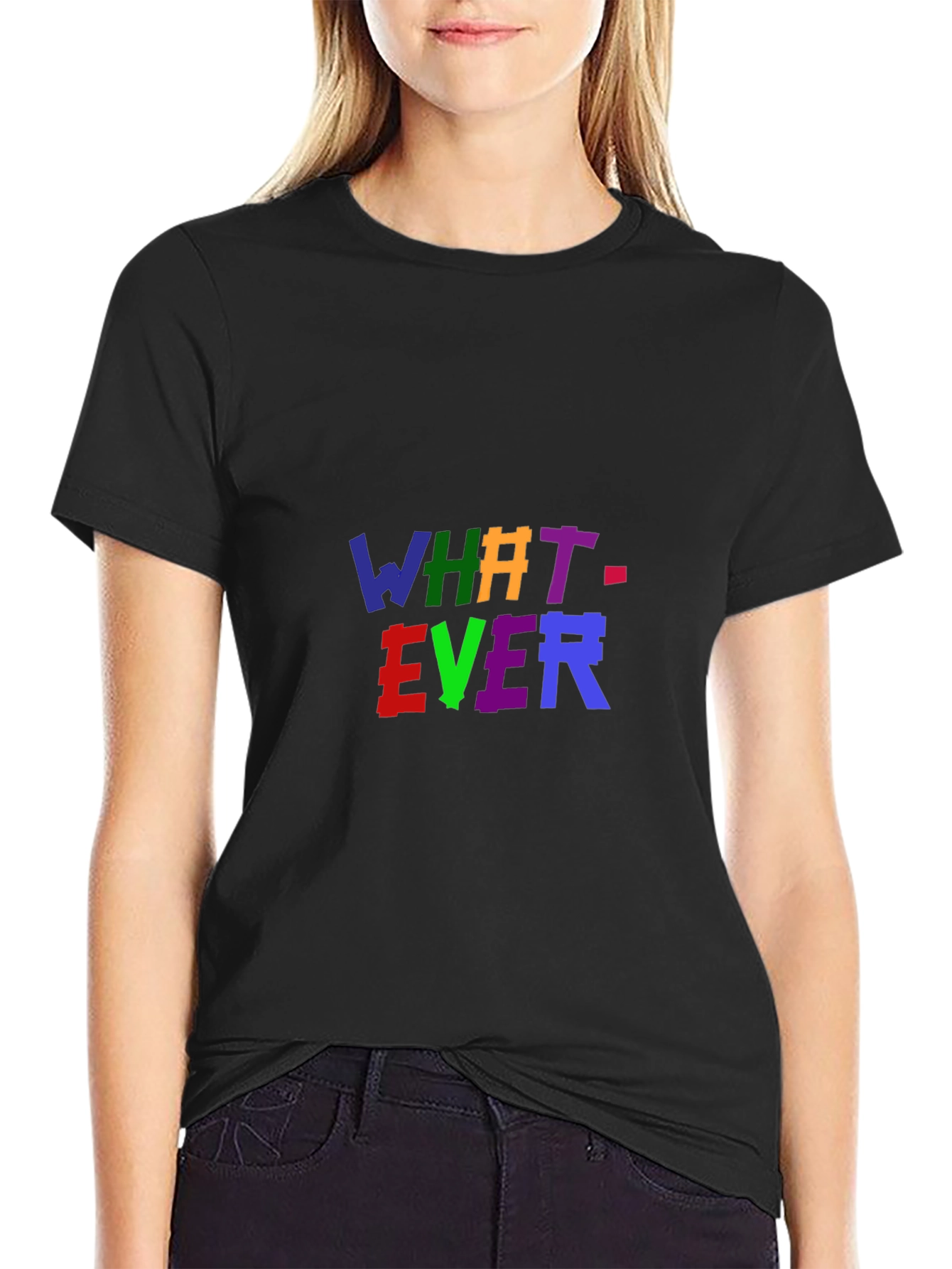 Colorful Whatever Graphic Black T-Shirt