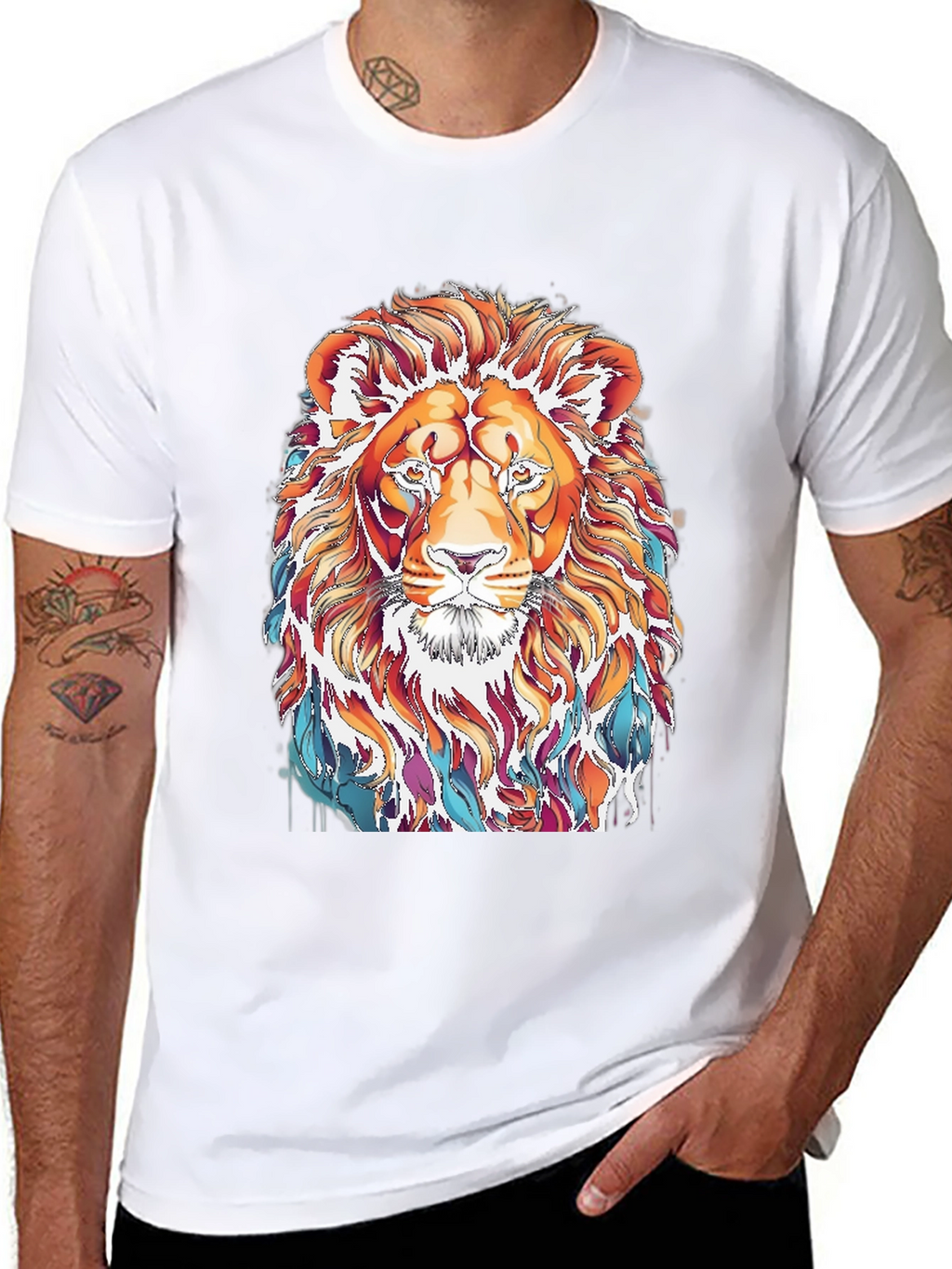 Lion Graphic Print T-Shirt - Stylish Mens Tee