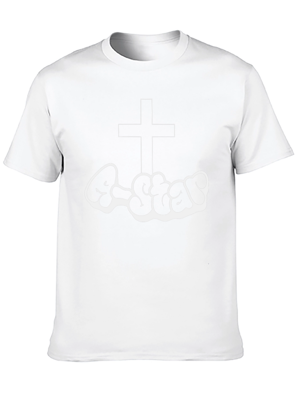 Christian Style Black T-Shirt with Cross and Graffiti