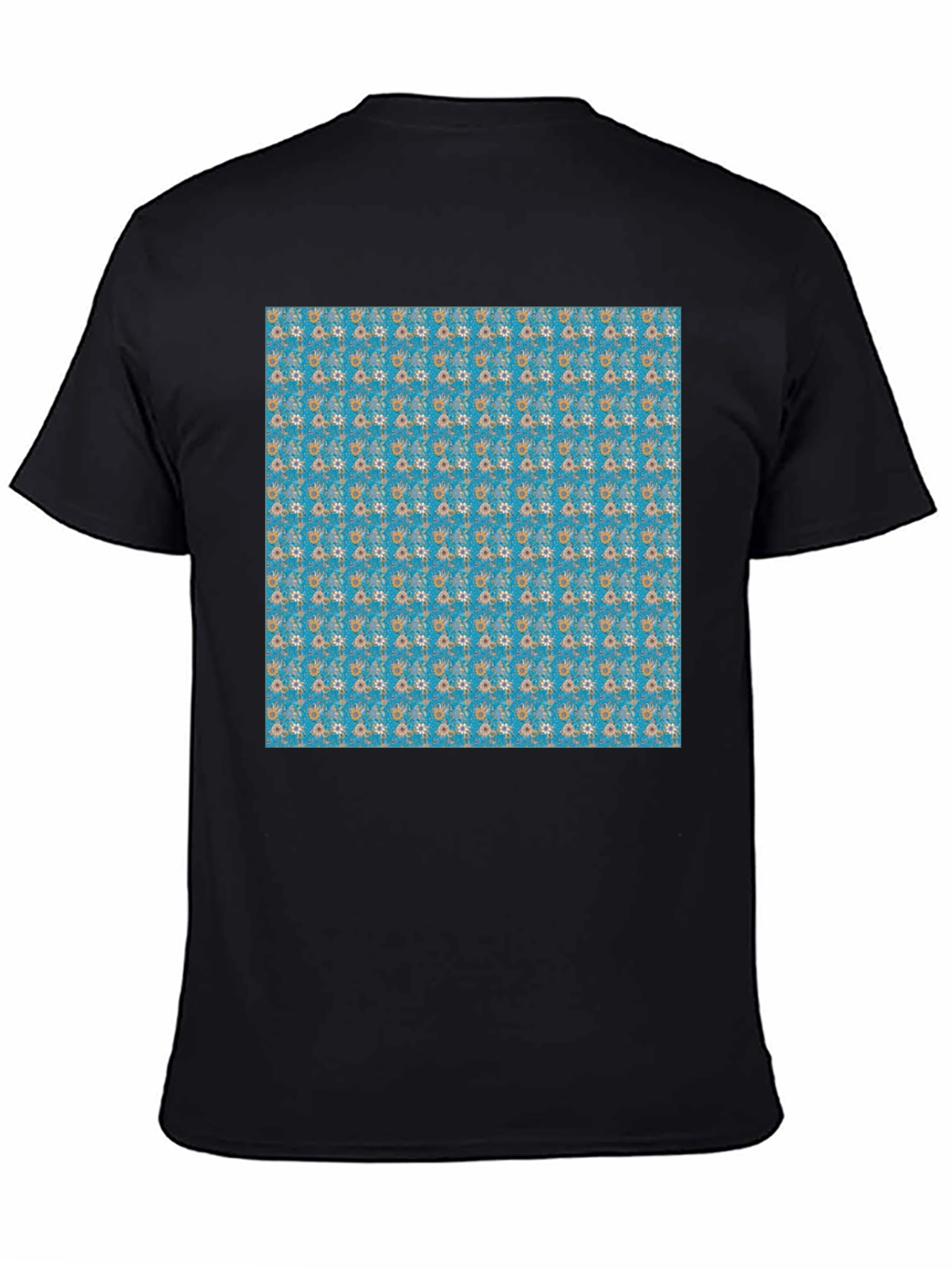 Floral Pattern Black T-Shirt
