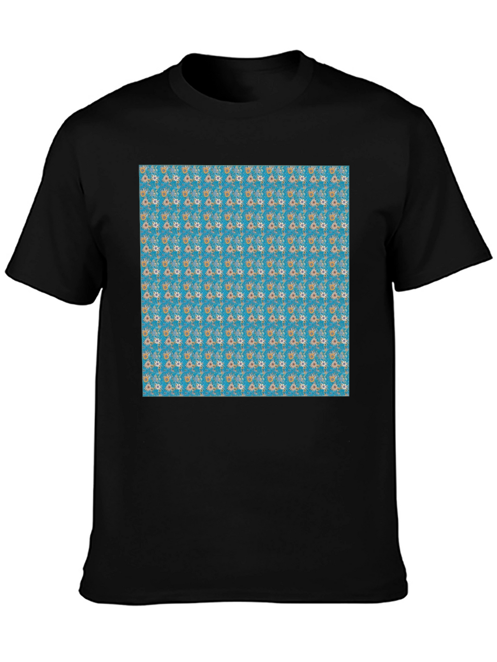 Floral Pattern Black T-Shirt