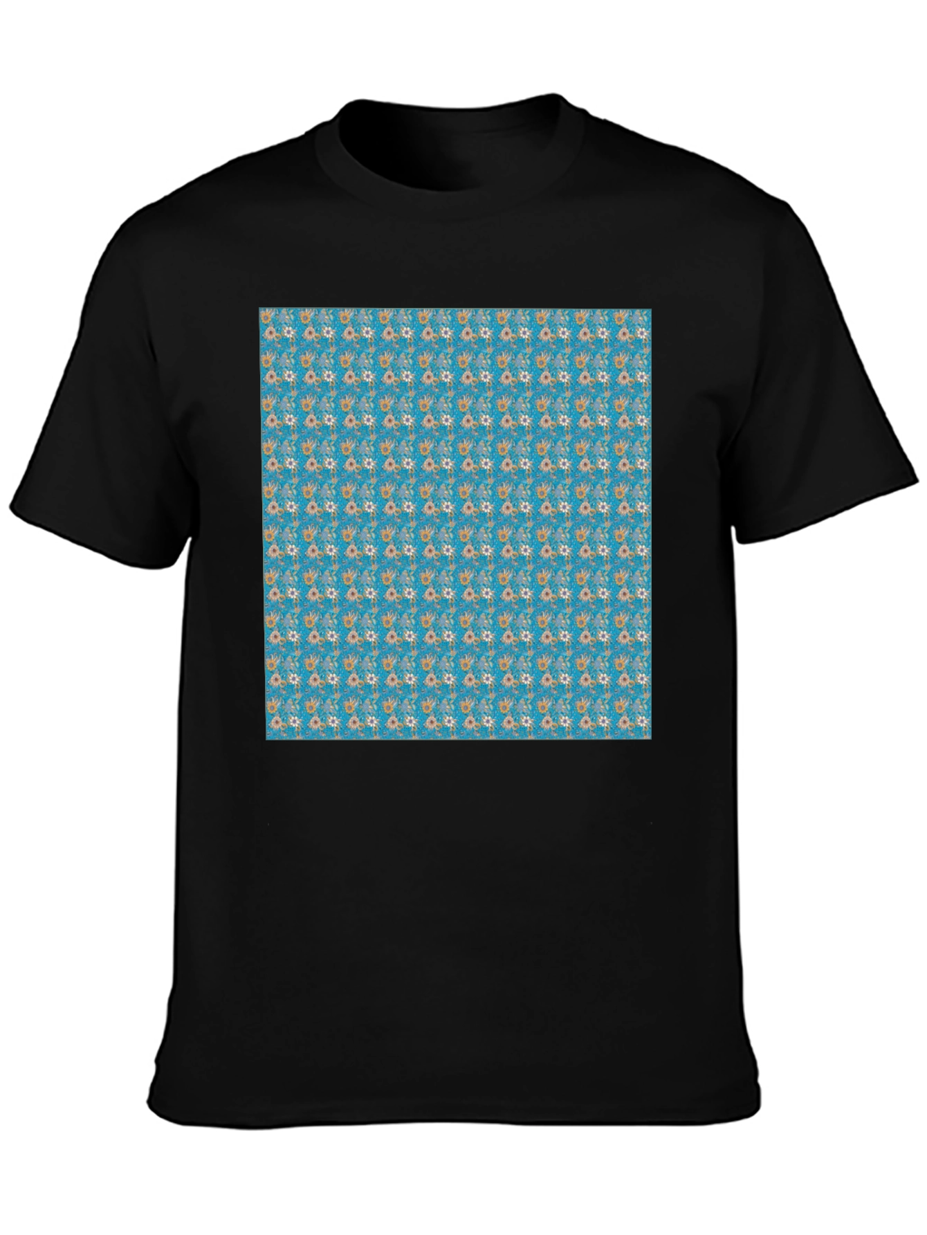 Floral Pattern Black T-Shirt