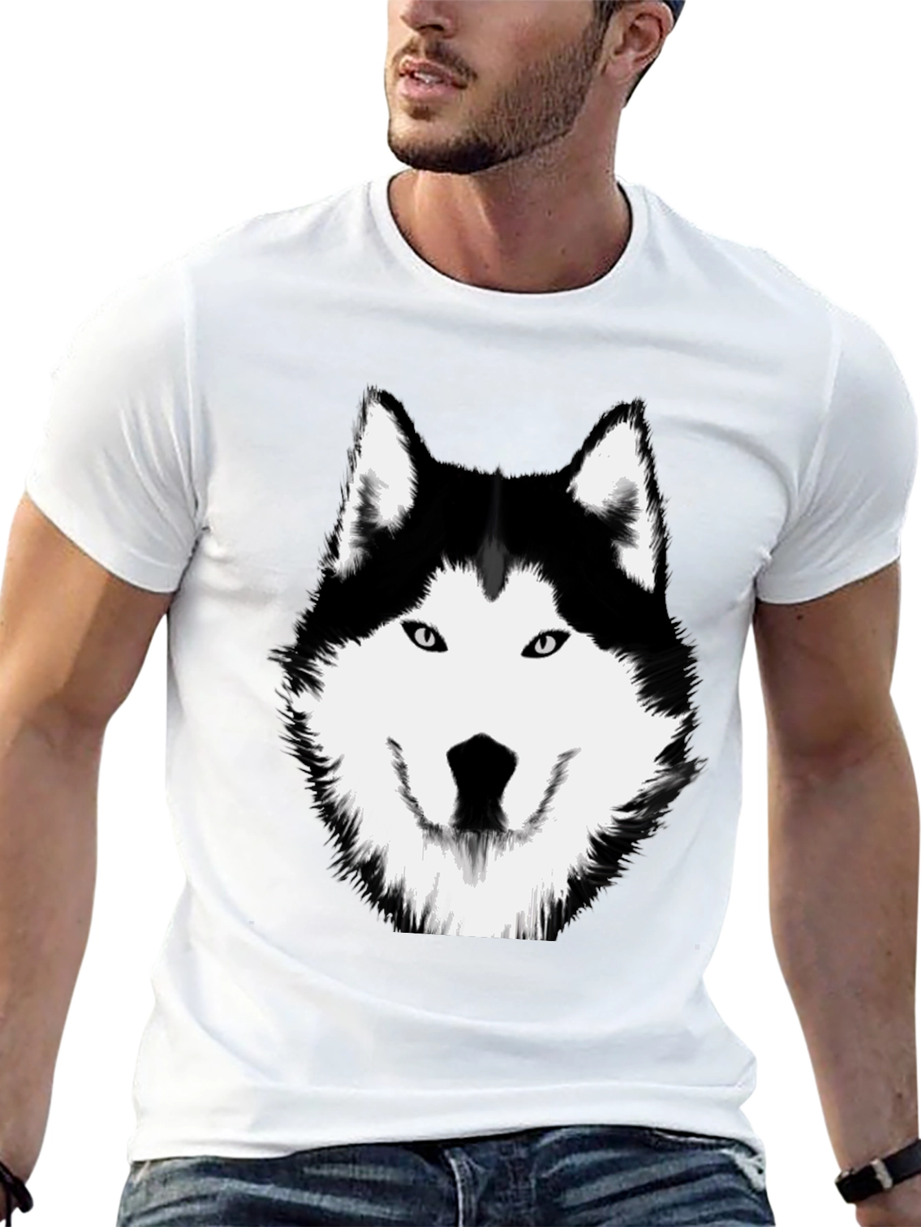 Husky Graphic Tee - Black Cotton Shirt