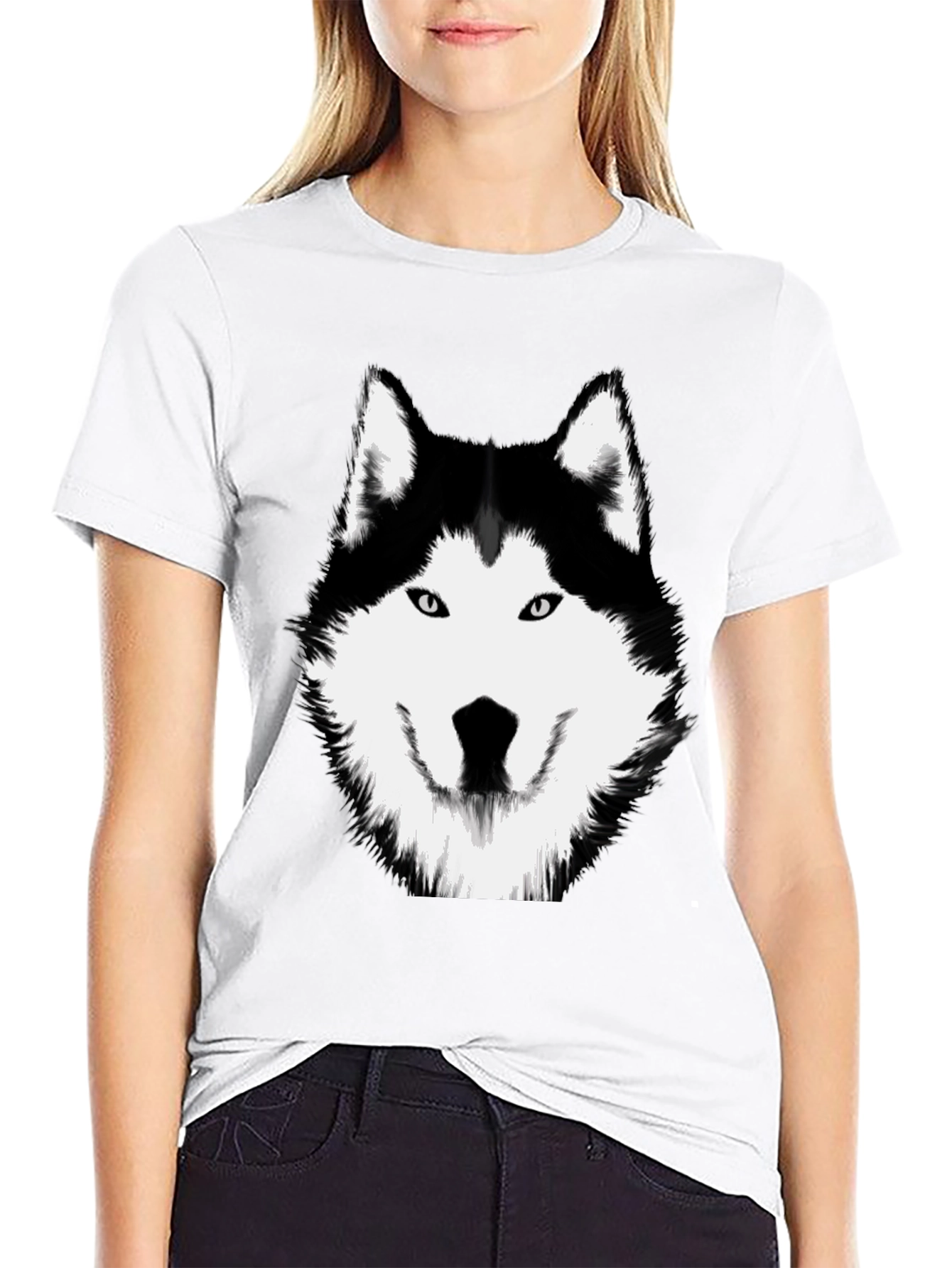 Husky Graphic Tee - Black Cotton Shirt