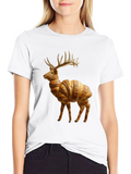 Croissant Deer T-Shirt - Unique Food Animal Tee