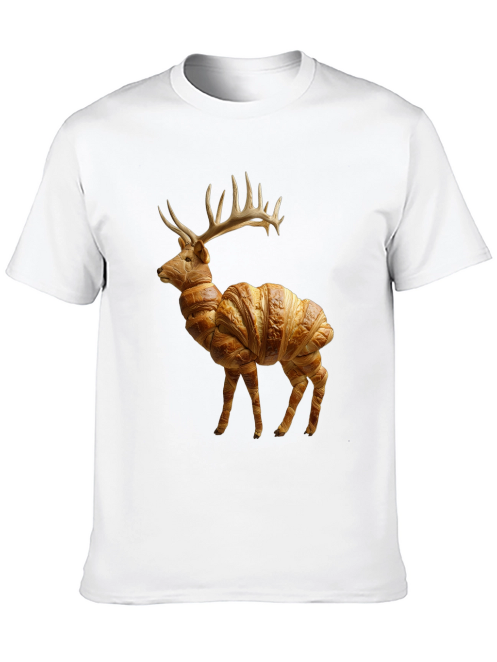 Croissant Deer T-Shirt - Unique Food Animal Tee
