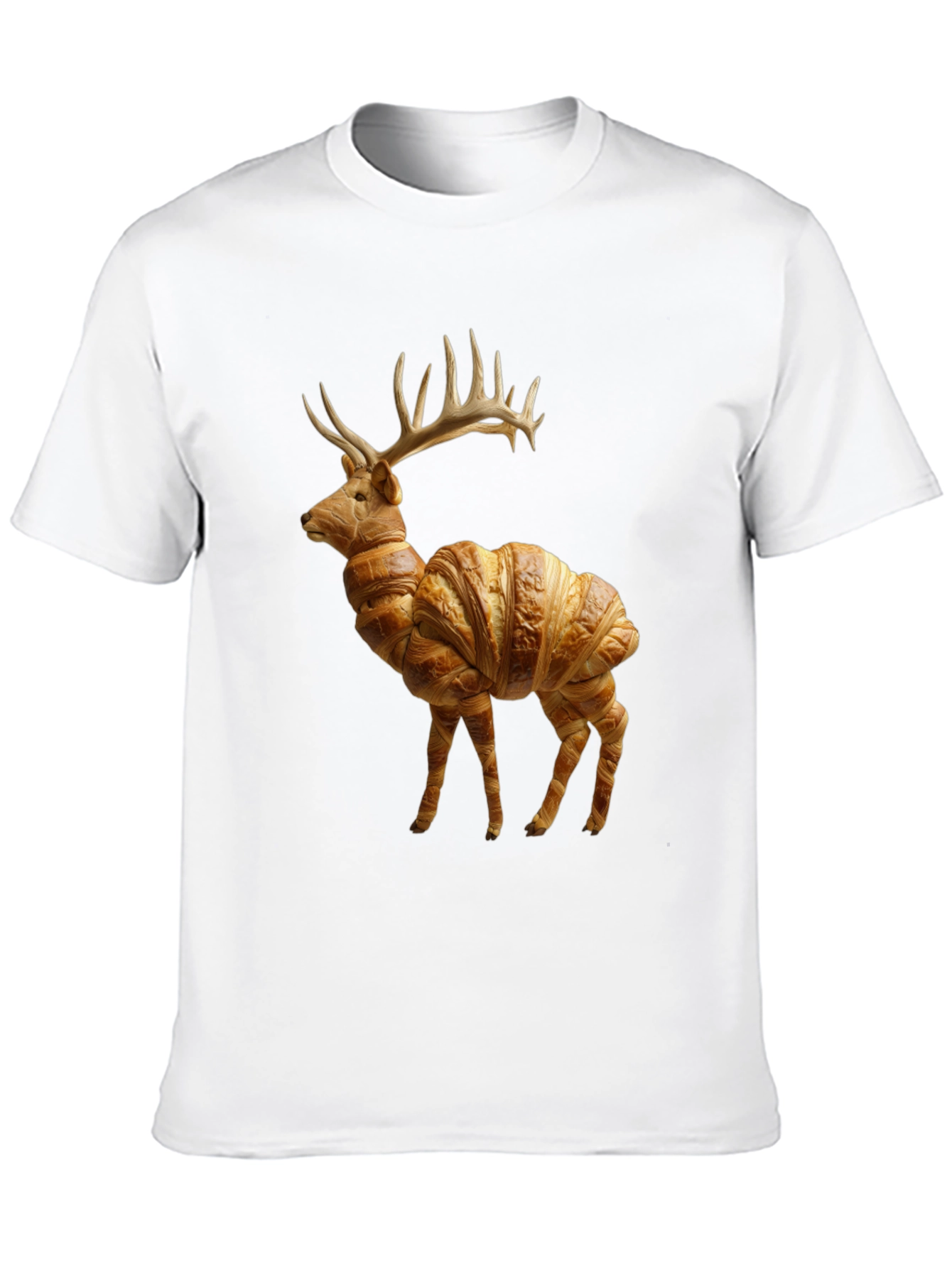 Croissant Deer T-Shirt - Unique Food Animal Tee