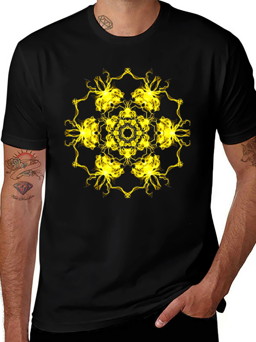 Electric Mandala Graphic Black T-Shirt