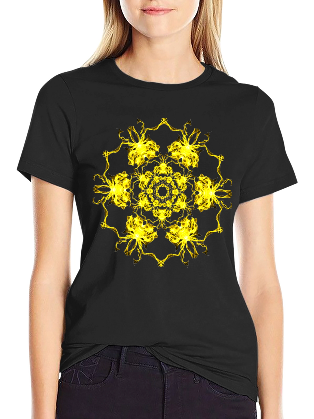 Electric Mandala Graphic Black T-Shirt