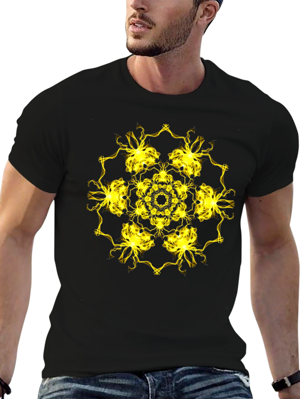 Electric Mandala Graphic Black T-Shirt