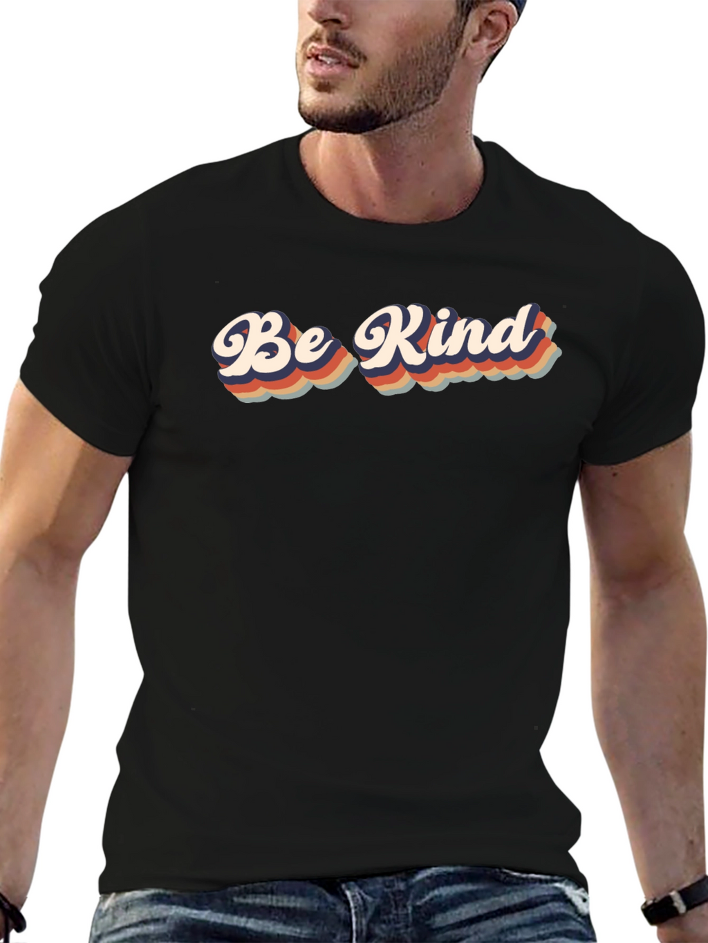 Be Kind Retro Graphic Tee - Soft Black T-Shirt