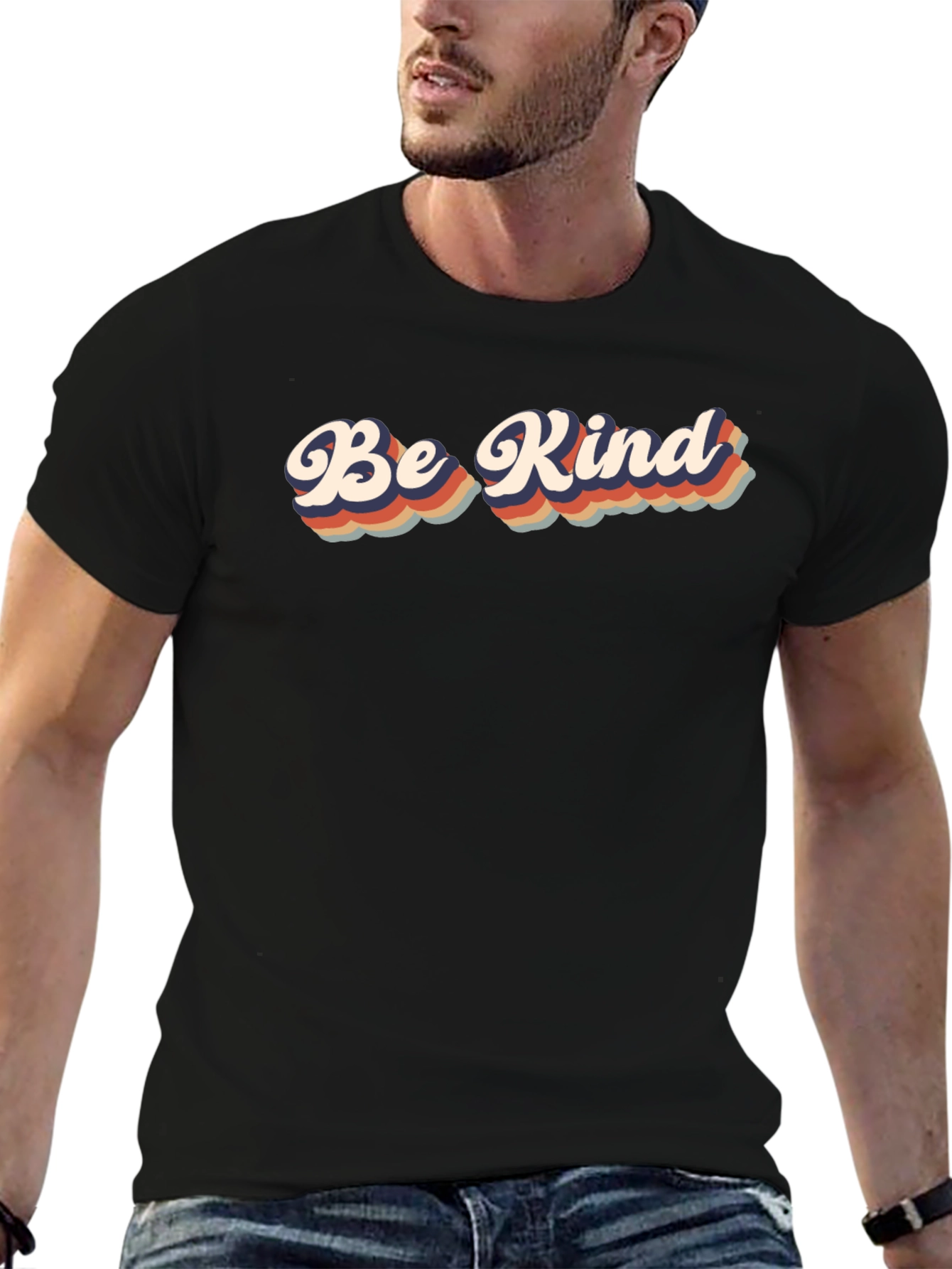 Be Kind Retro Graphic Tee - Soft Black T-Shirt