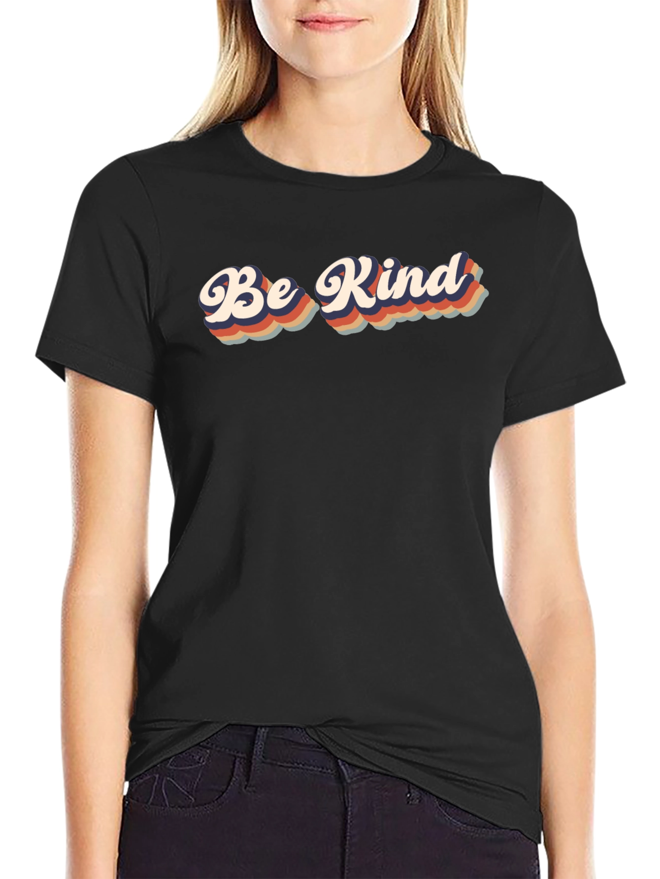 Be Kind Retro Graphic Tee - Soft Black T-Shirt