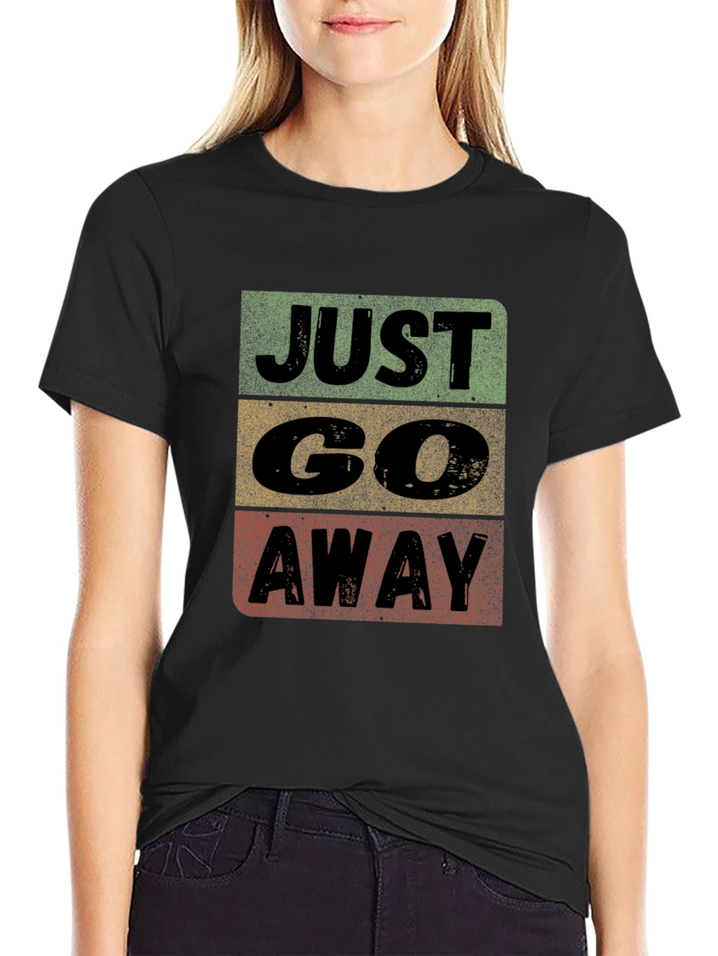 Just Go Away Graphic Tee - Black Cotton T-Shirt