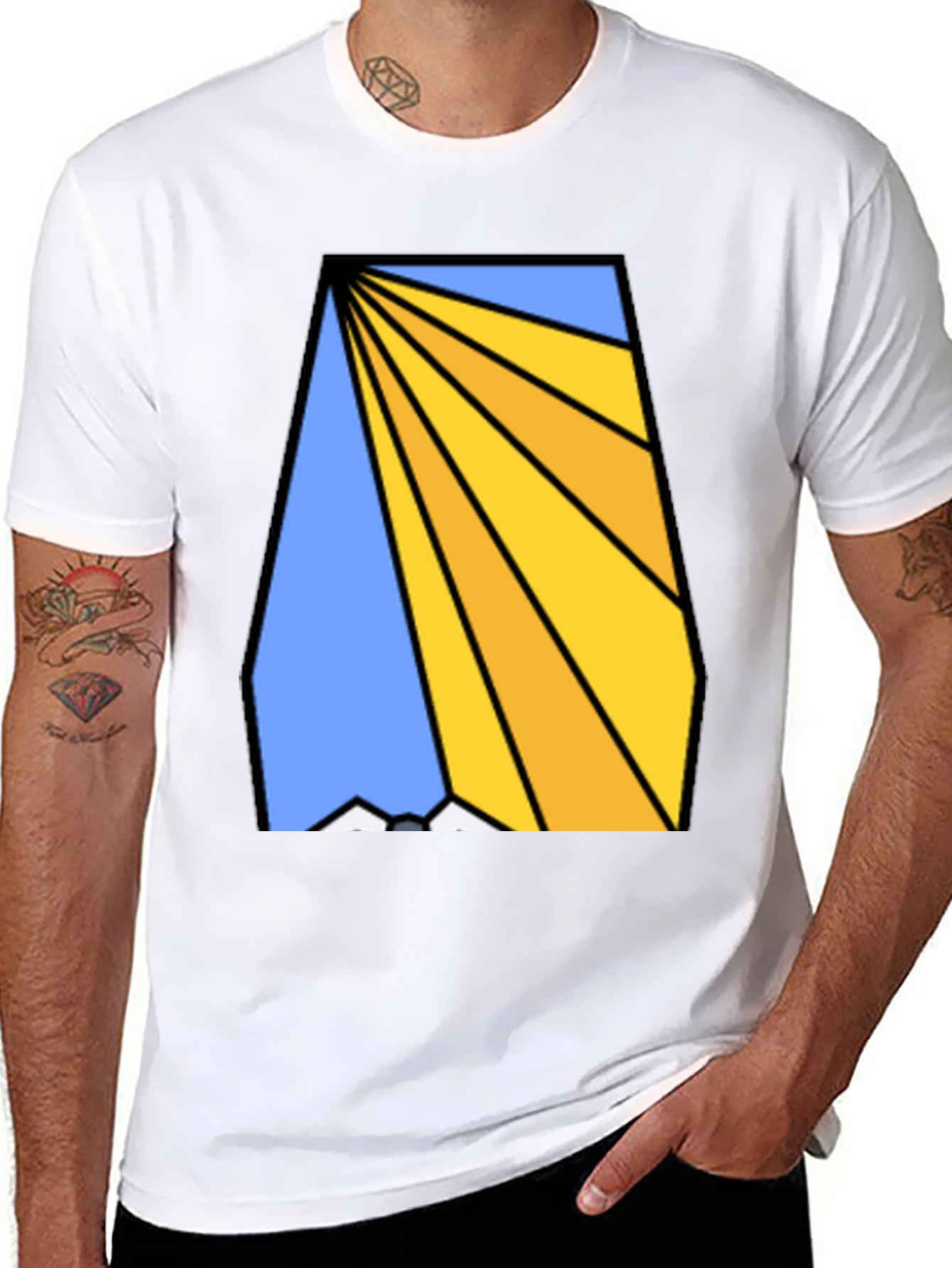 Geometric Sunburst Graphic Tee - Modern Design