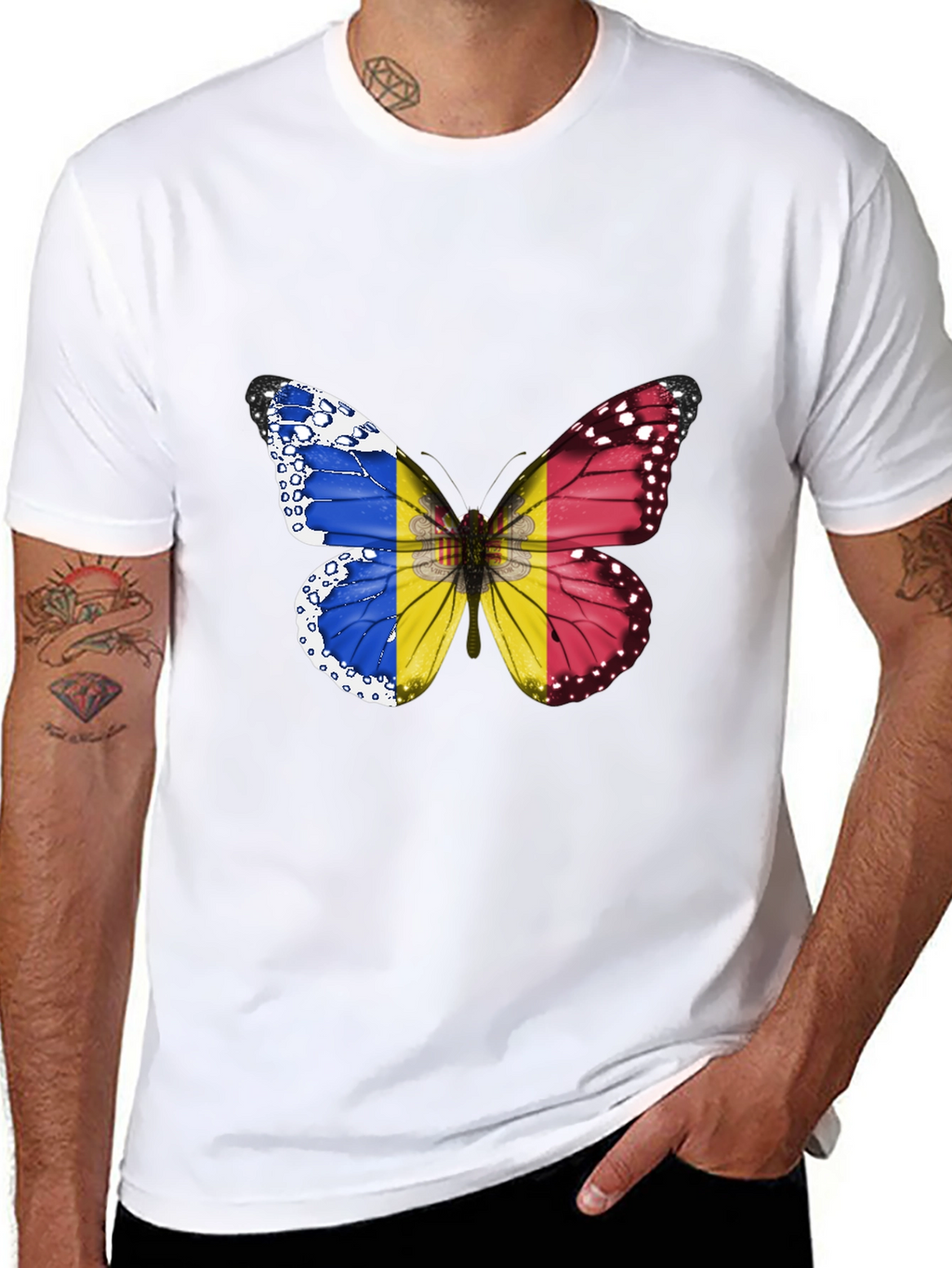 Butterfly Romania Flag Graphic T-Shirt