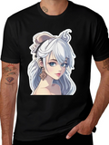 Anime Girl Graphic Tee - Stylish Black T-Shirt