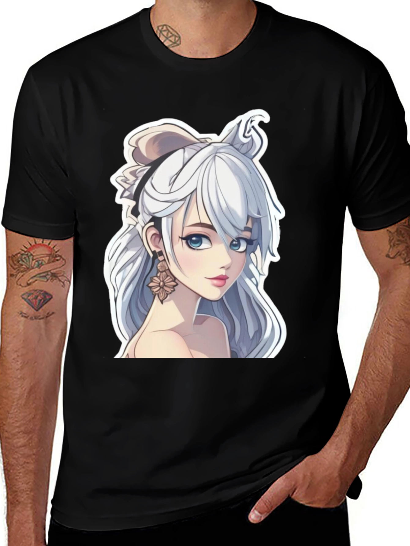 Anime Girl Graphic Tee - Stylish Black T-Shirt