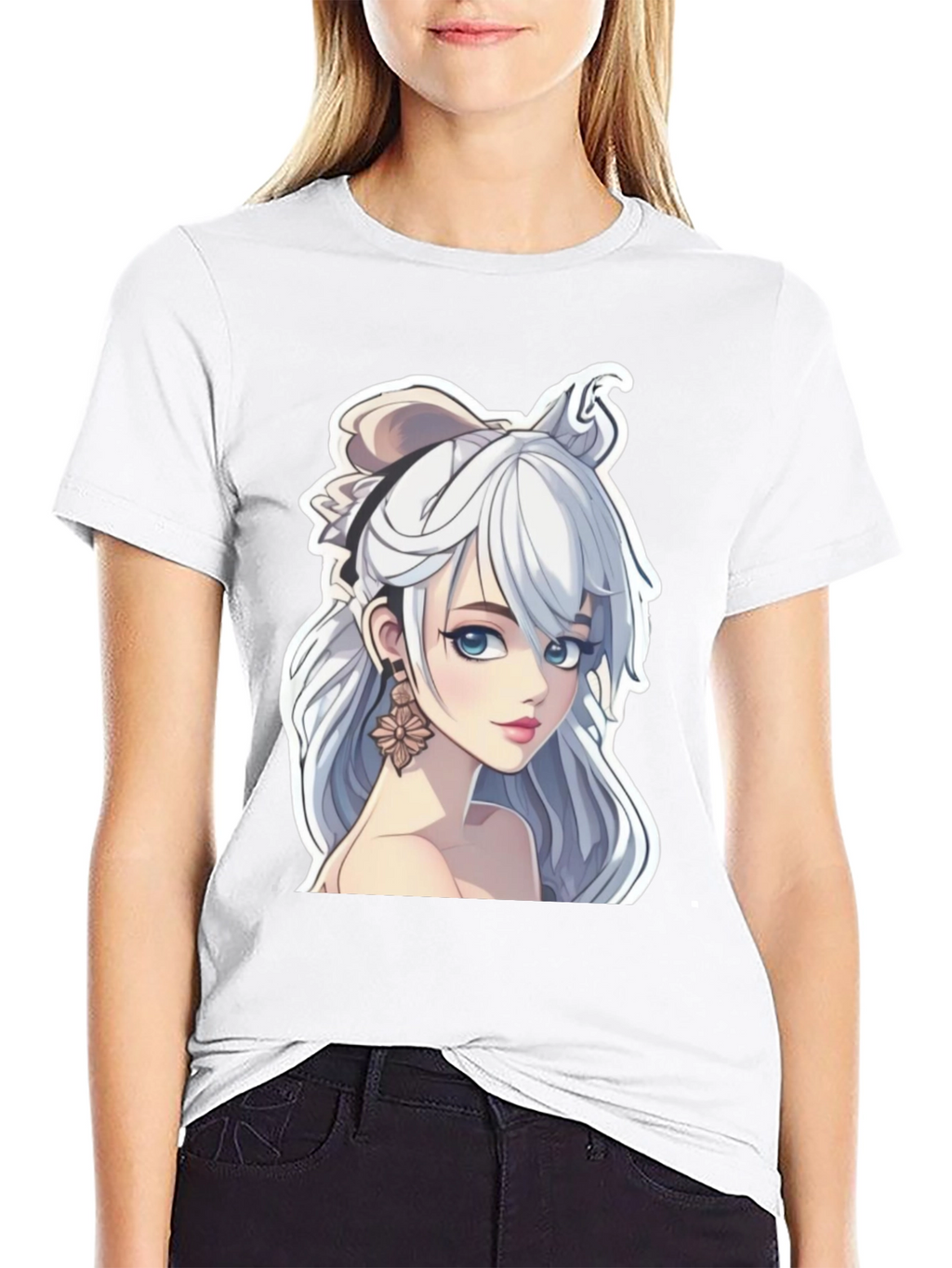 Anime Girl Graphic Tee - Stylish Black T-Shirt