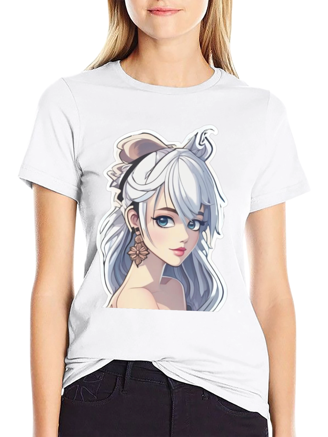 Anime Girl Graphic Tee - Stylish Black T-Shirt