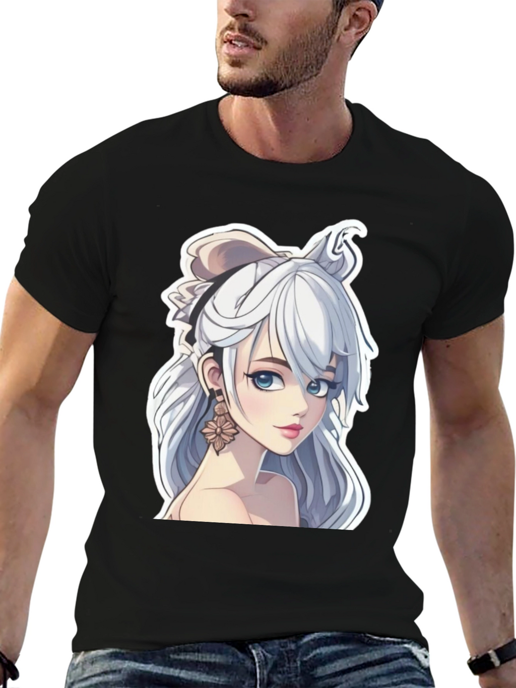 Anime Girl Graphic Tee - Stylish Black T-Shirt