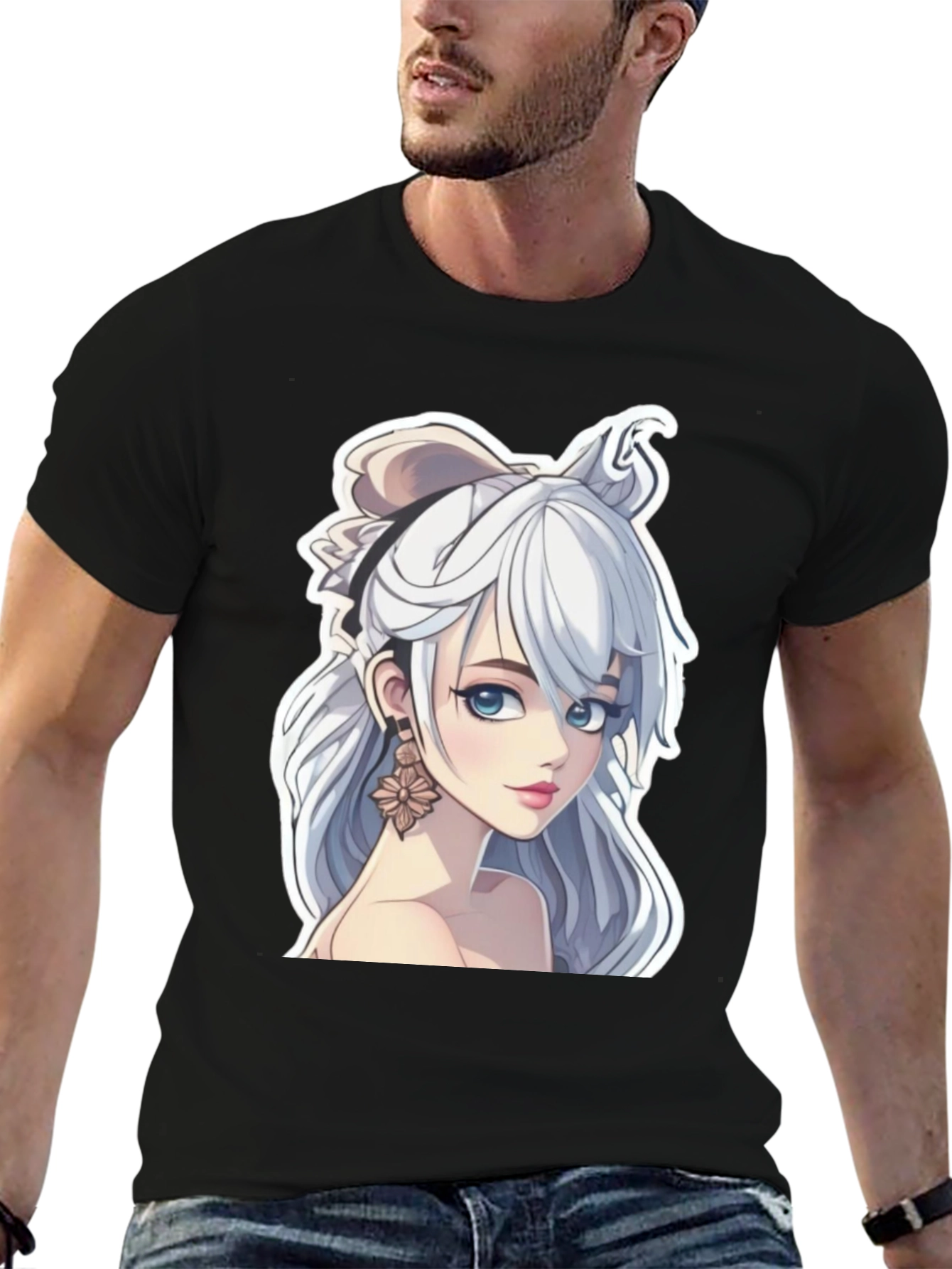 Anime Girl Graphic Tee - Stylish Black T-Shirt