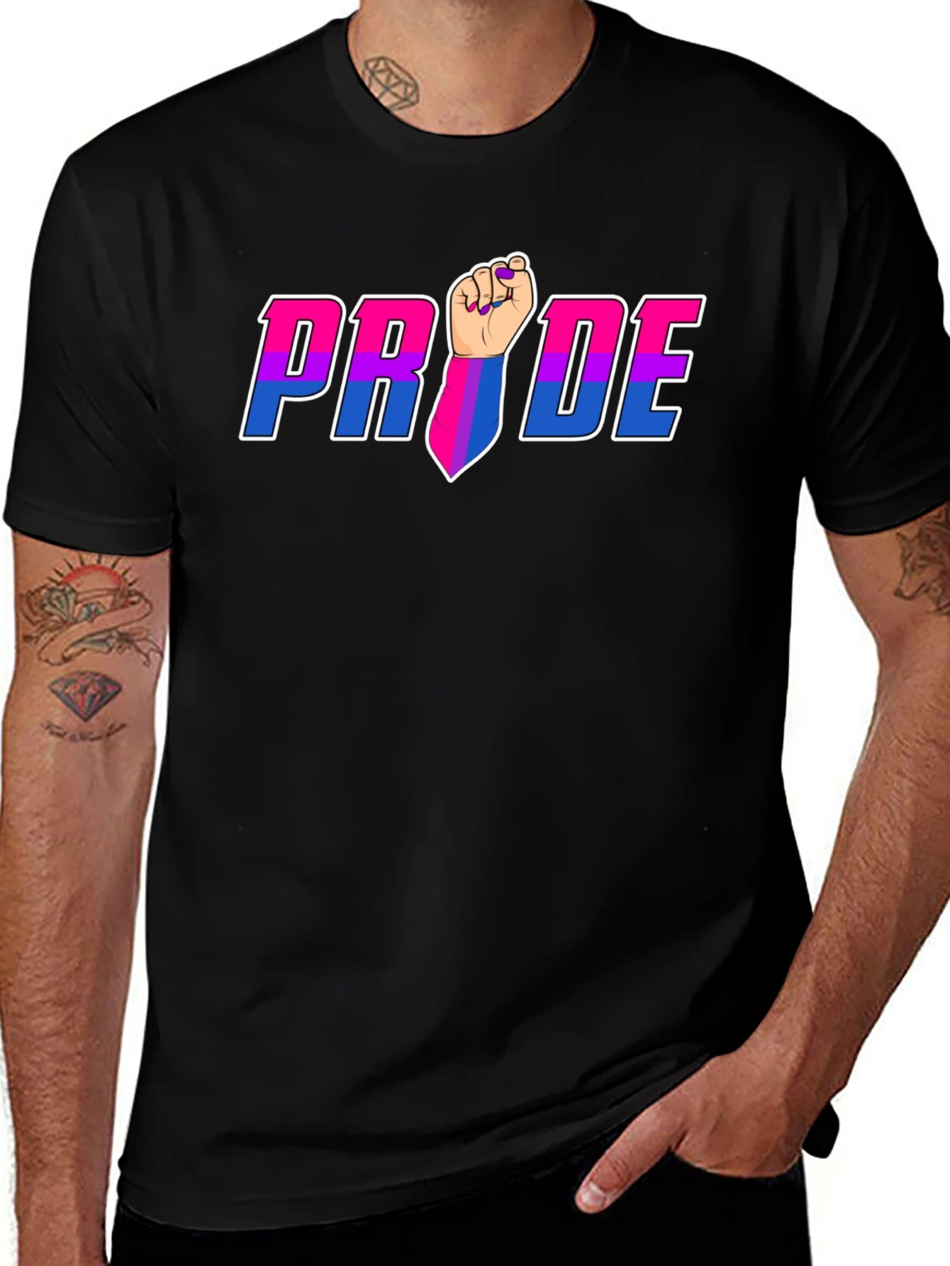 Pride Fist Graphic Tee - Bi Pride Shirt