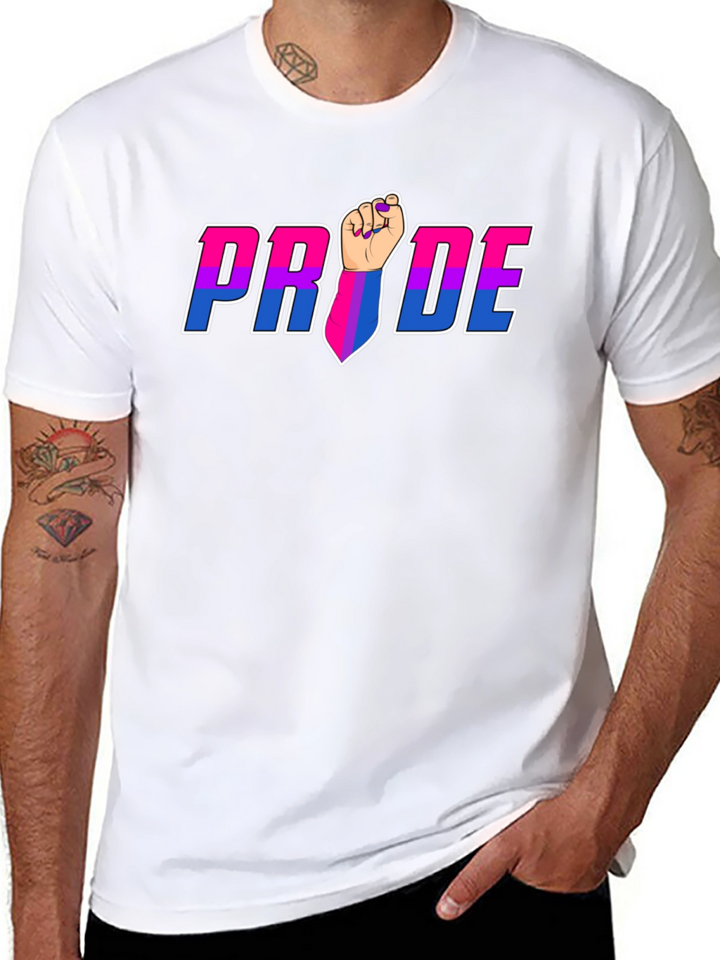 Pride Fist Graphic Tee - Bi Pride Shirt