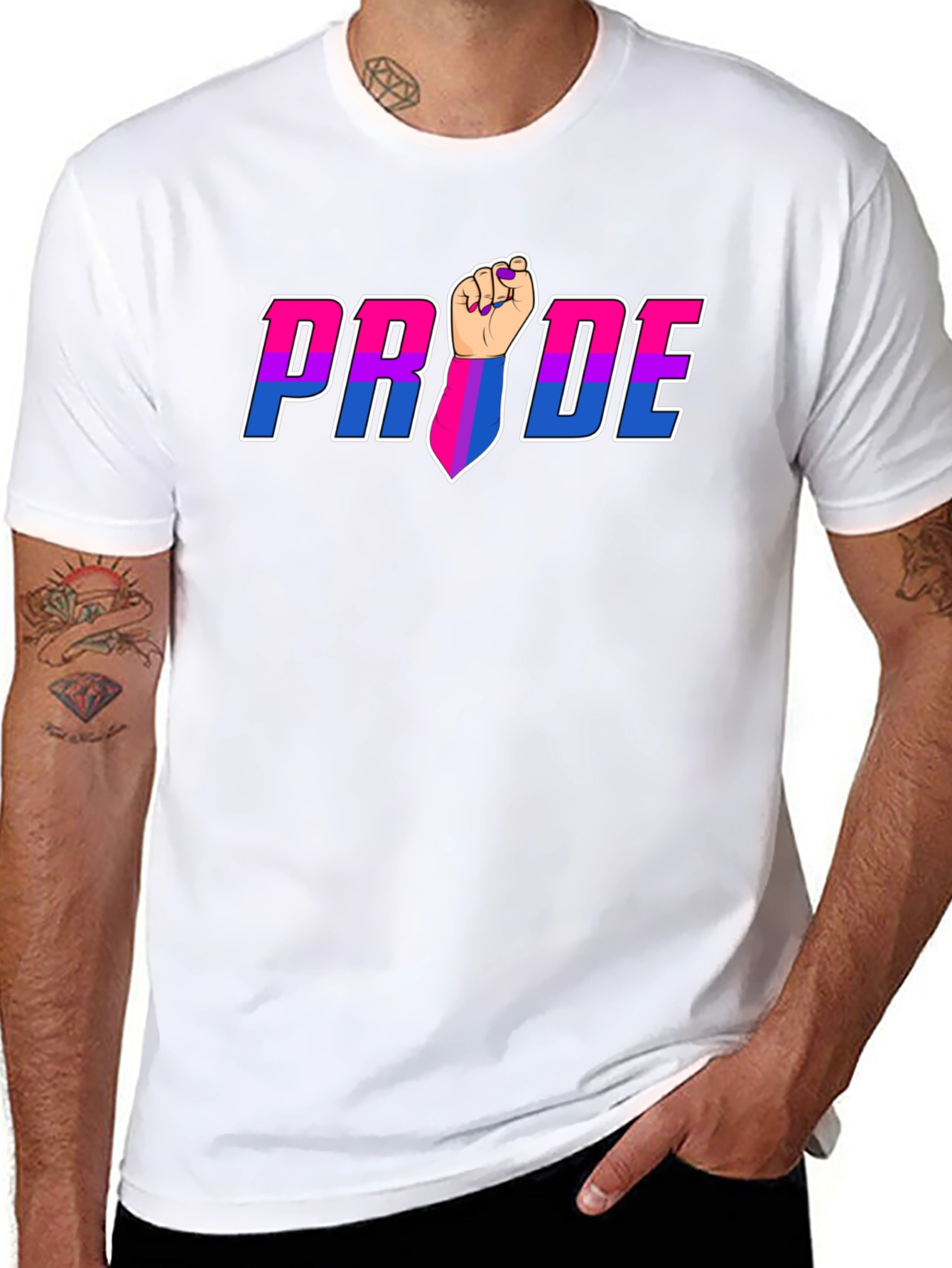 Pride Fist Graphic Tee - Bi Pride Shirt