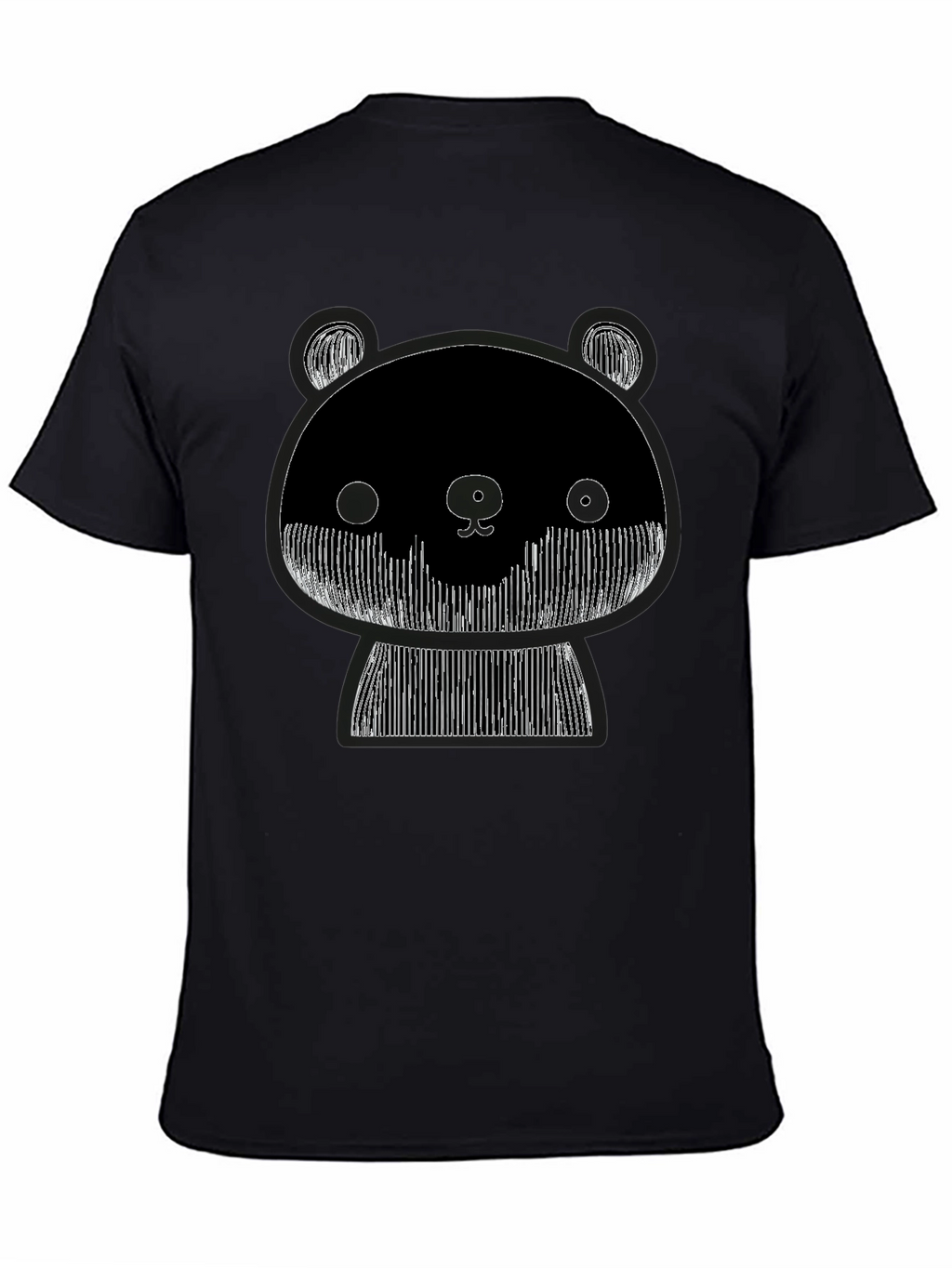 Graphic Black Tee: Abstract Panda Design