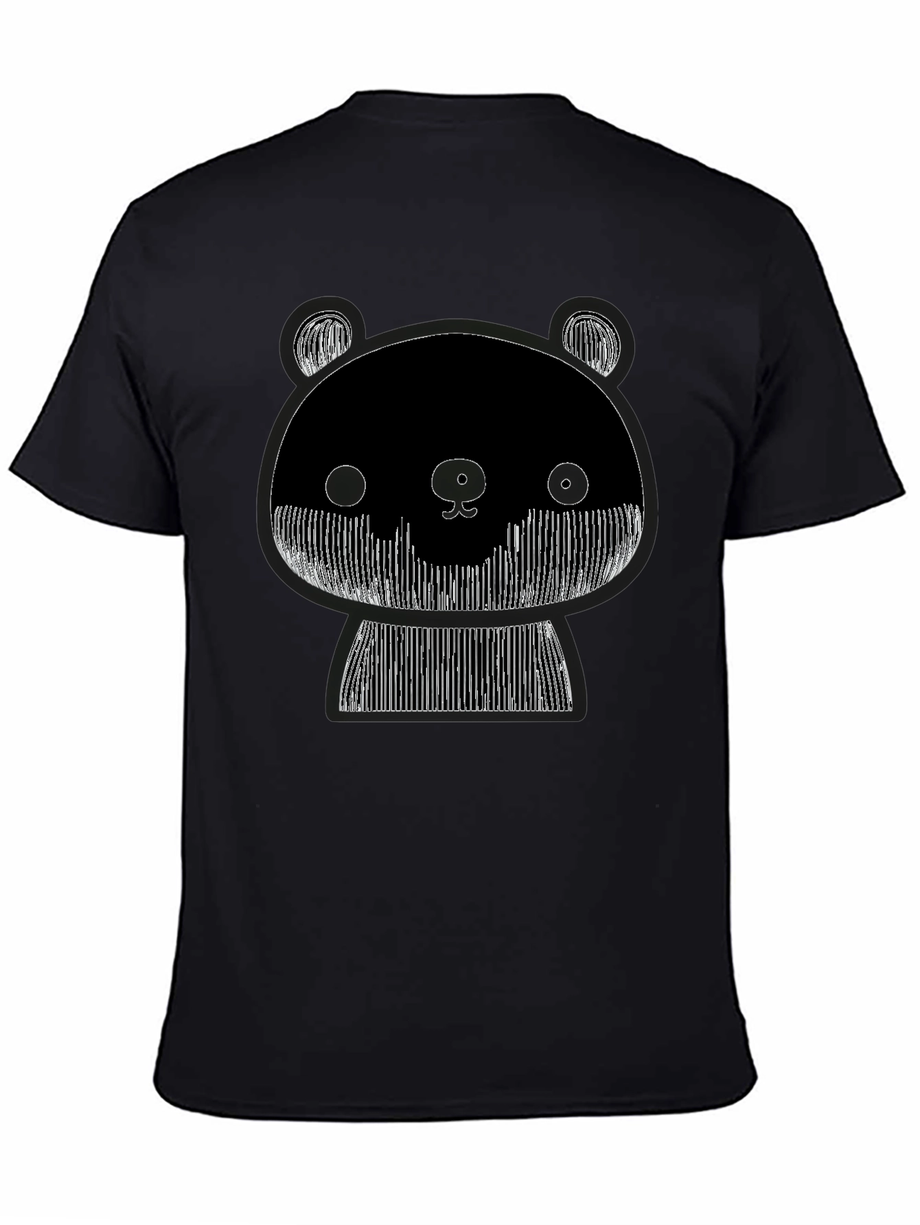 Graphic Black Tee: Abstract Panda Design