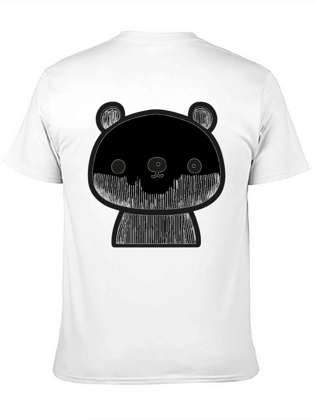 Graphic Black Tee: Abstract Panda Design