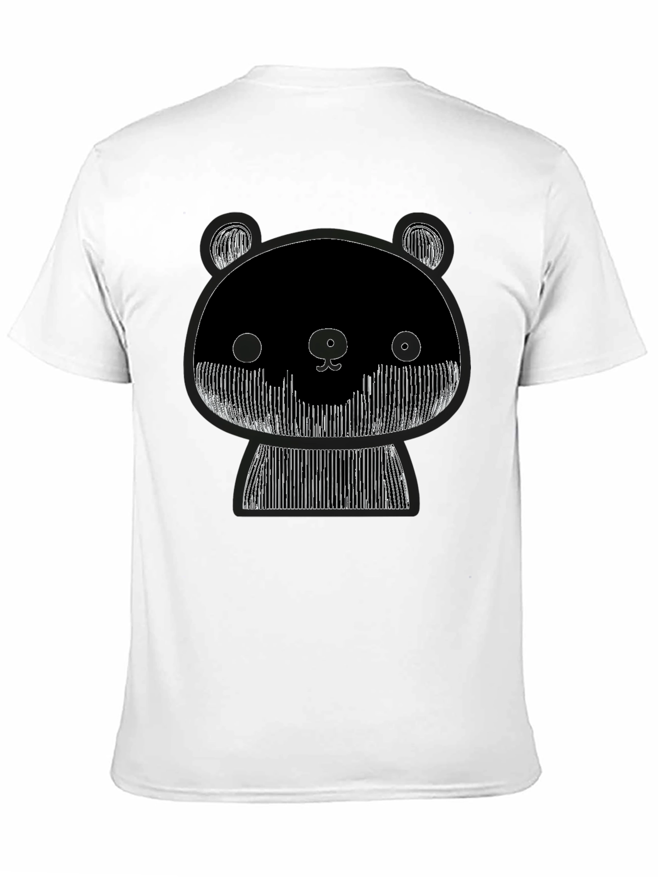Graphic Black Tee: Abstract Panda Design