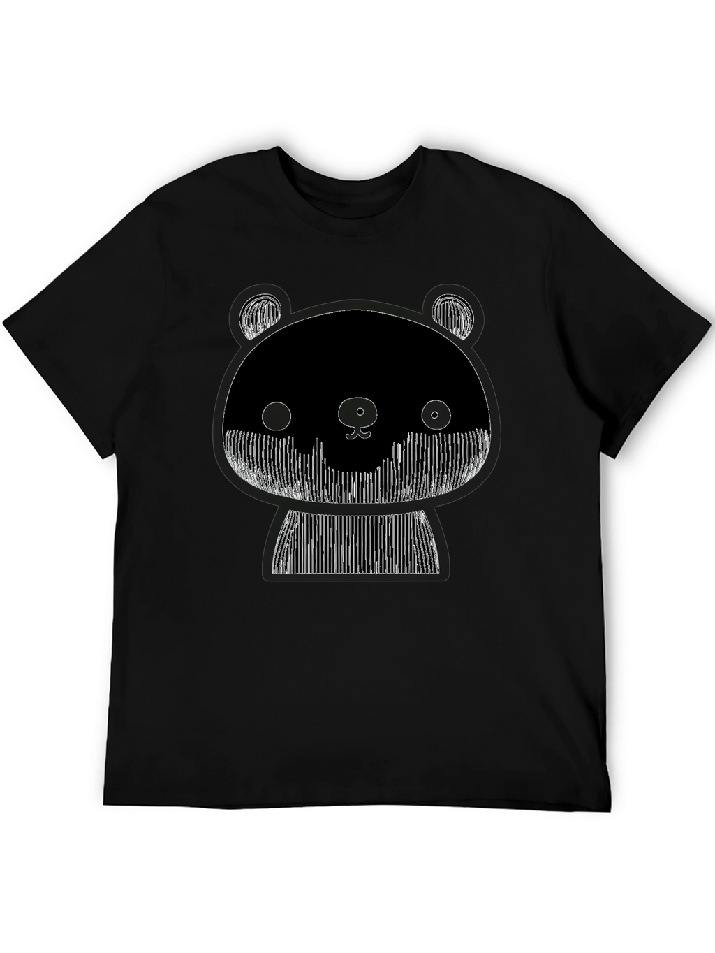 Graphic Black Tee: Abstract Panda Design