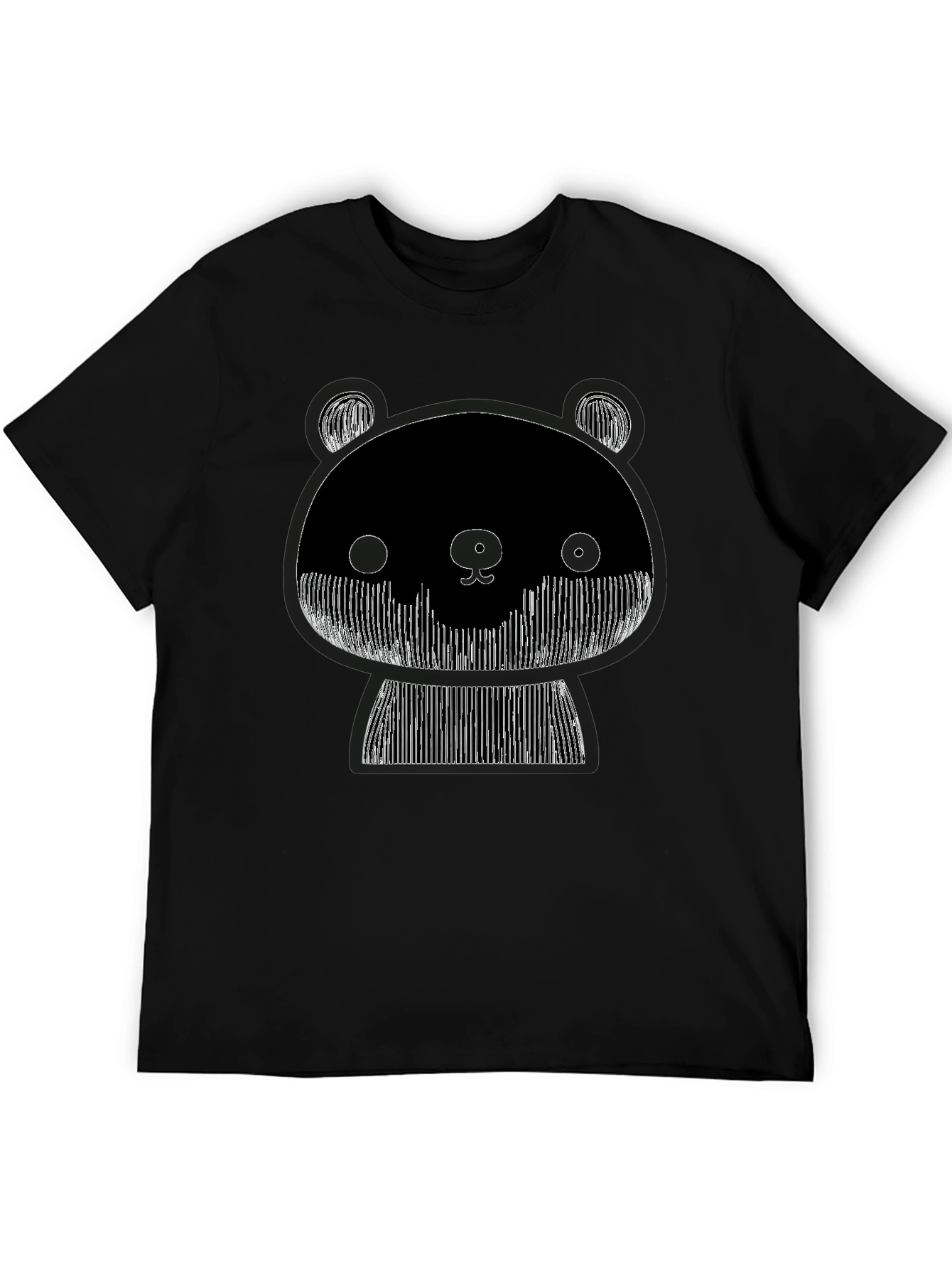 Graphic Black Tee: Abstract Panda Design