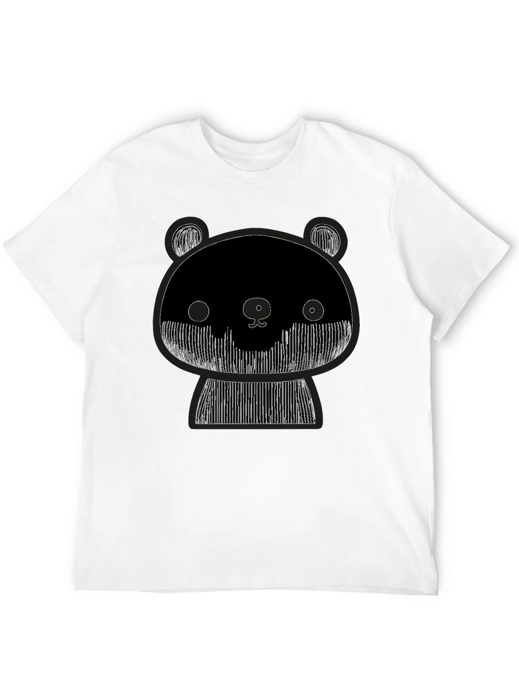 Graphic Black Tee: Abstract Panda Design