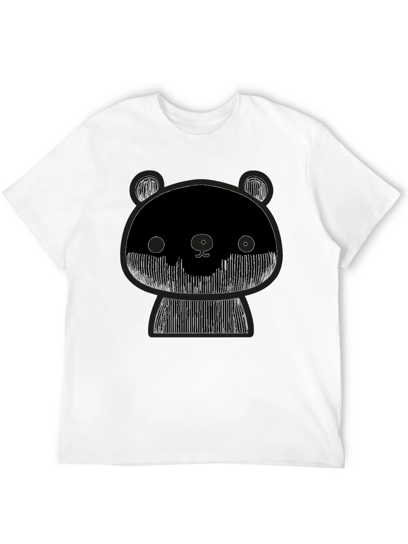 Graphic Black Tee: Abstract Panda Design