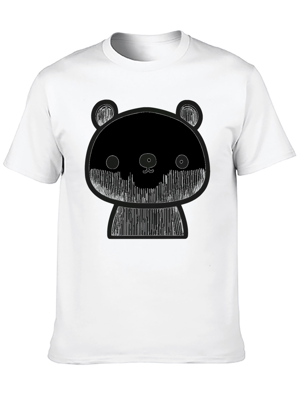 Graphic Black Tee: Abstract Panda Design