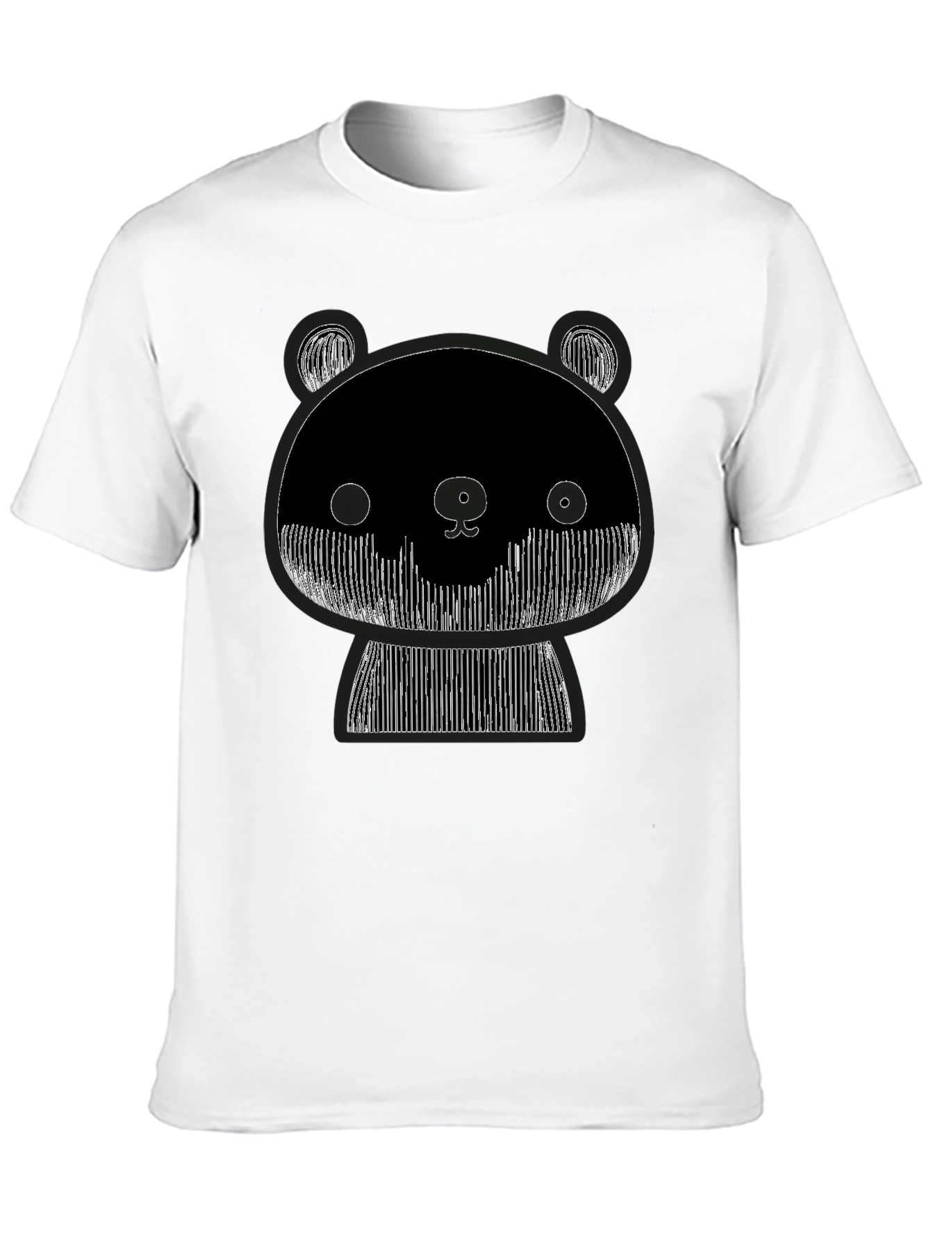 Graphic Black Tee: Abstract Panda Design